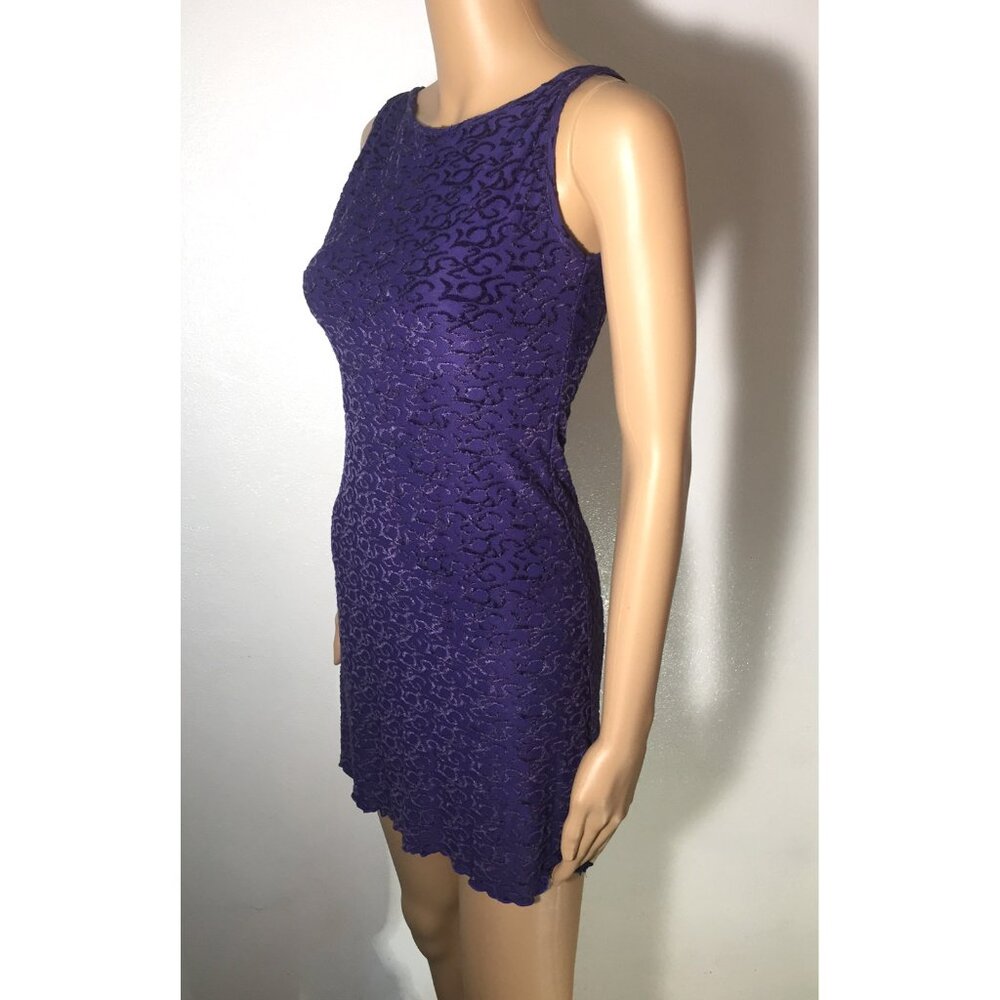 Vintage Opera Fashion Mini Slip Dress - Purple - Italian
